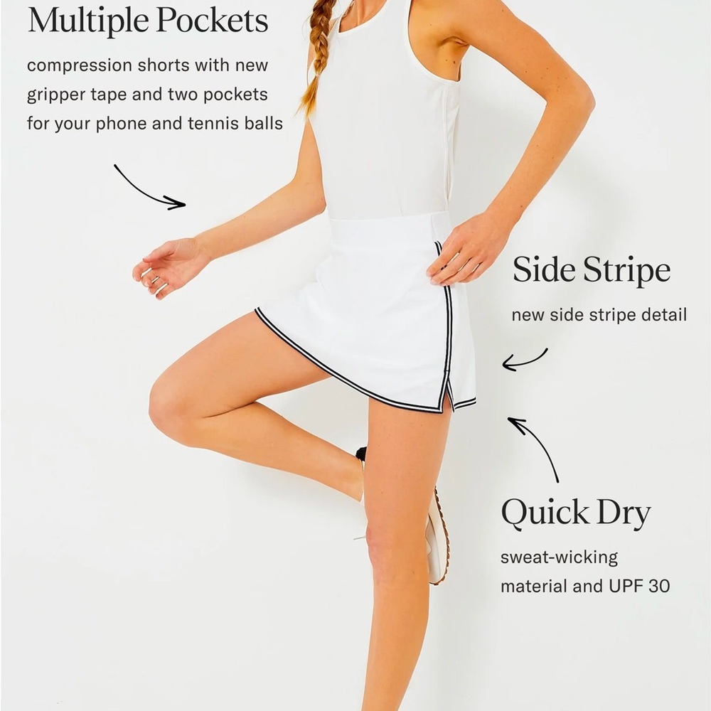 White 14 Inch Tuckernuck Elena Tennis Skirt